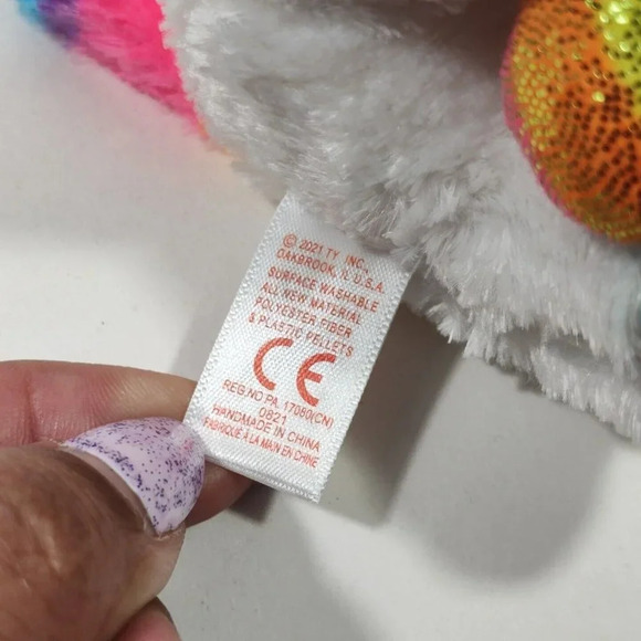 Ty Beanie Boos TySilk Pixy Unicorn Plush White Stuffed Animal Toy Glitter Eyes - Picture 7 of 7